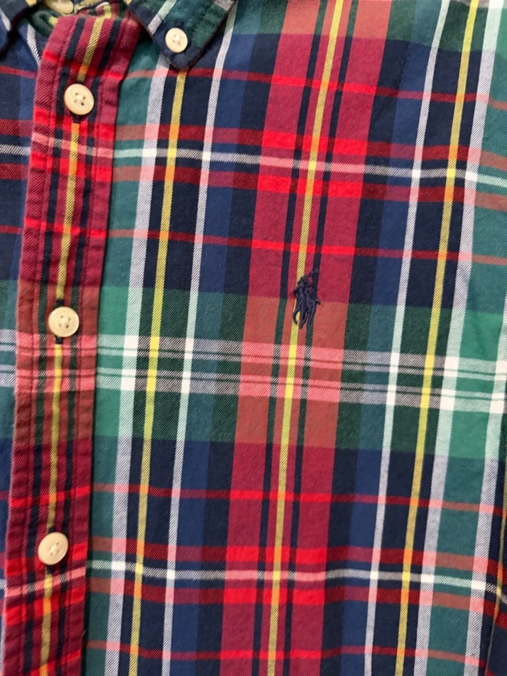 Ralph Lauren Plaid Tartan Button Down Shirt Boys Sz L (14 16)